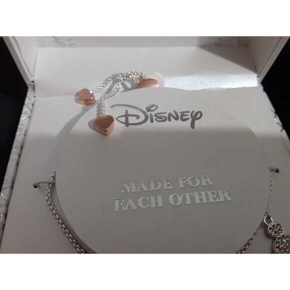 Disney Minnie Mickey Mouse Made For Each Other Pendant Fine Silver Bracelet - Picture 6 of 9